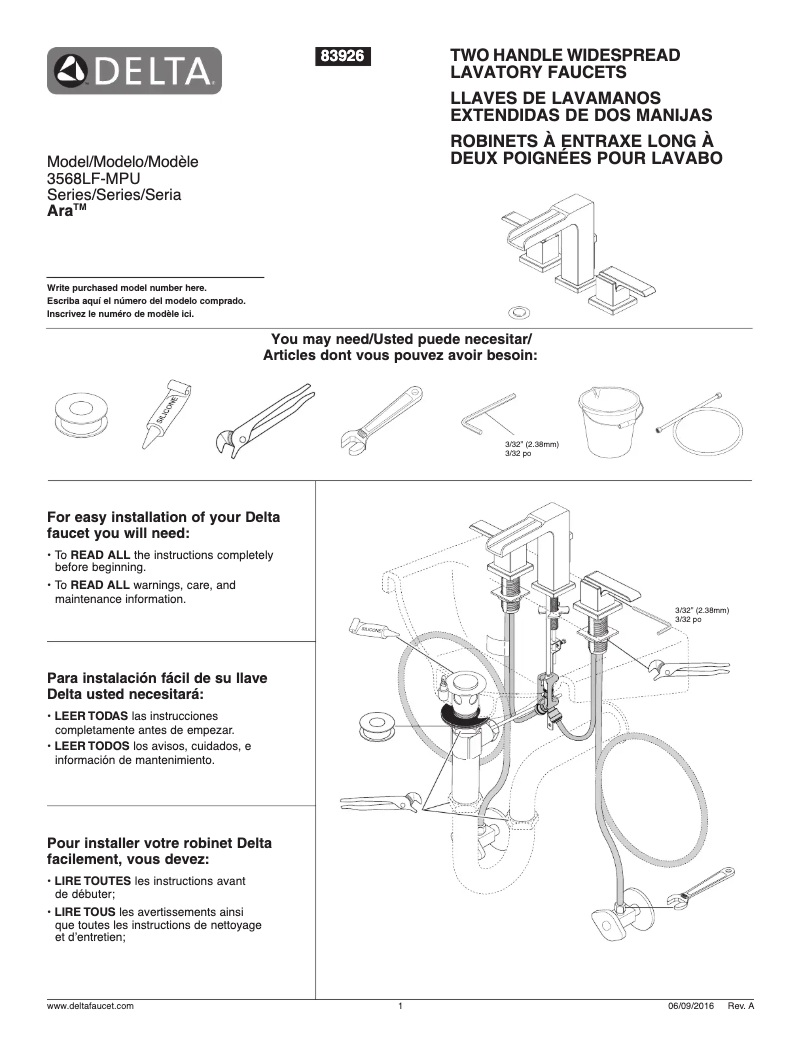 Page 1 of the manual User Manual Delta 3568LF-MPU