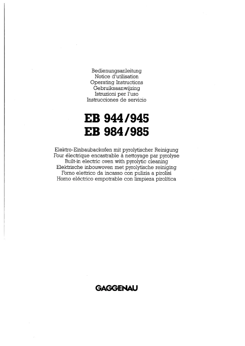 Page 1 of the manual User Manual Gaggenau EB985