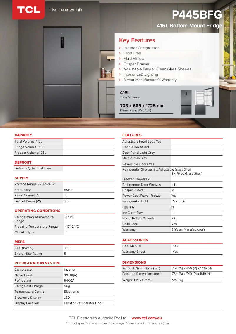 First page image of the manual for P445BFG