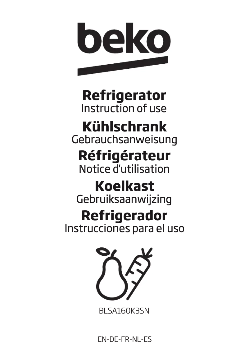 First page image of the manual for BLSA160K3SN