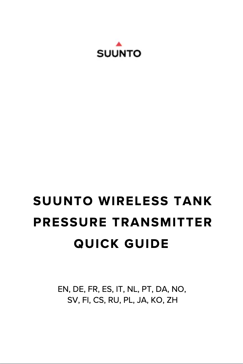 Page 1 de la notice Manuel utilisateur Suunto Wireless Tank Pressure Transmitter