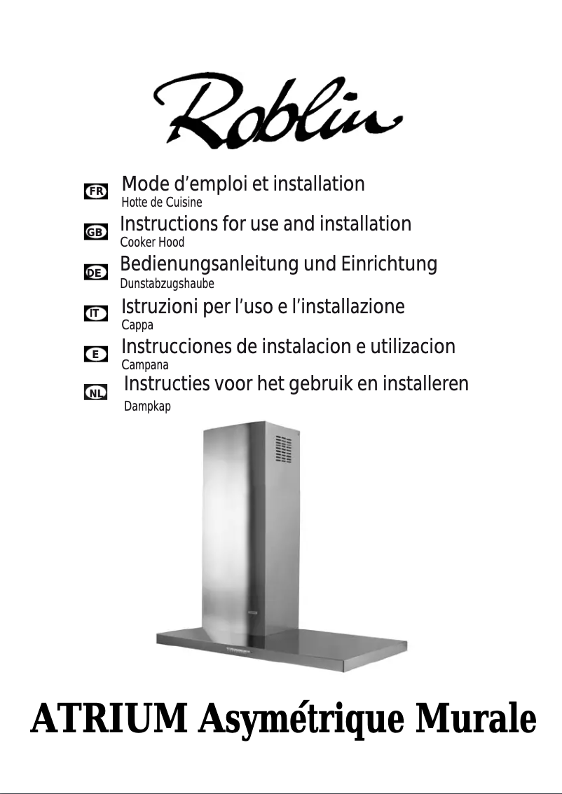 First page image of the manual for ATRIUM Asymétrique