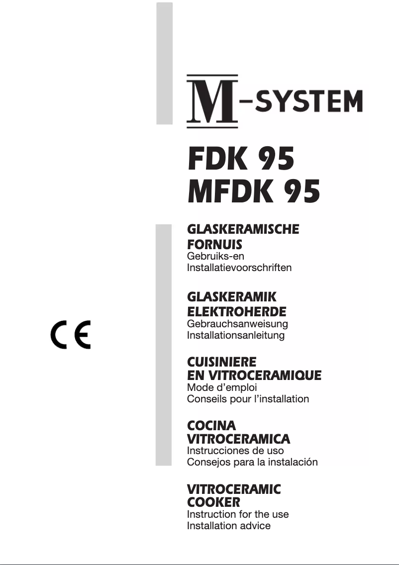 Page 1 of the manual User Manual M-System MFDK-95IX