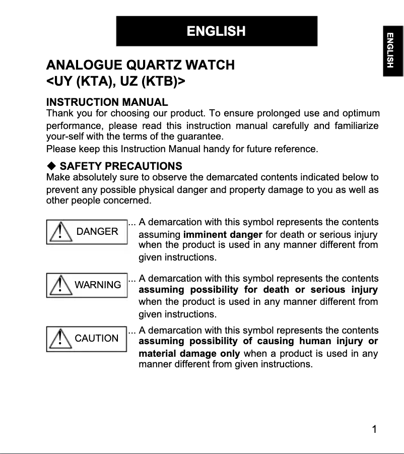 Page 1 of the manual User Manual ORIENT Sports UZ01001W