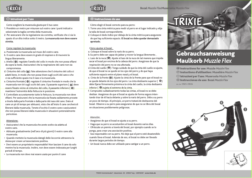 Page 1 of the manual User Manual Trixie Muzzle Flex