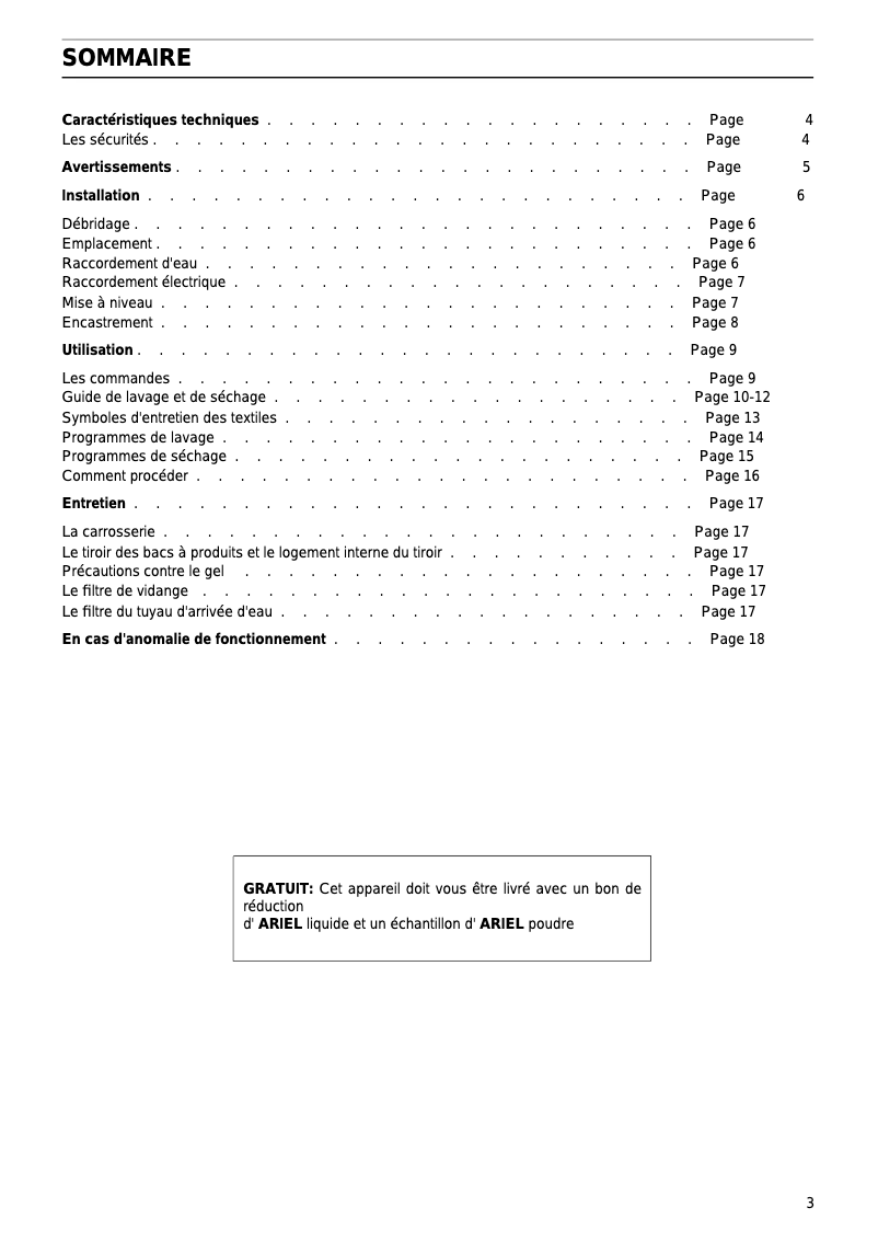 Page 1 of the manual User Manual Arthur Martin-Electrolux AW 1075 S