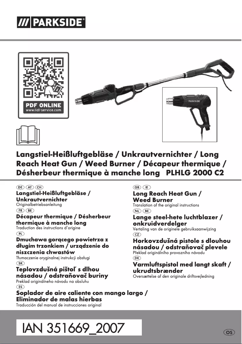 Page 1 of the manual User Manual Parkside PLHLG 2000 C