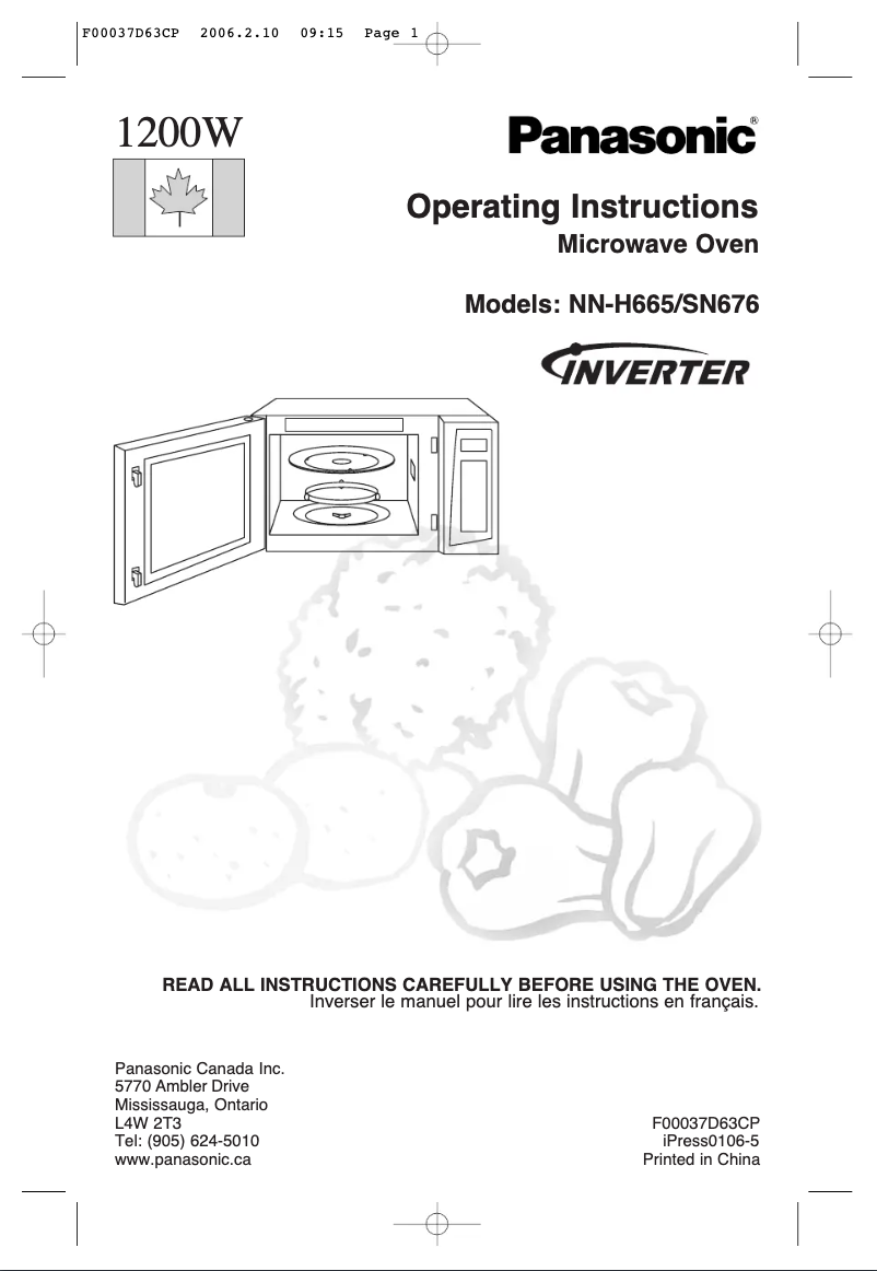 Page 1 of the manual User Manual Panasonic NN-SN676