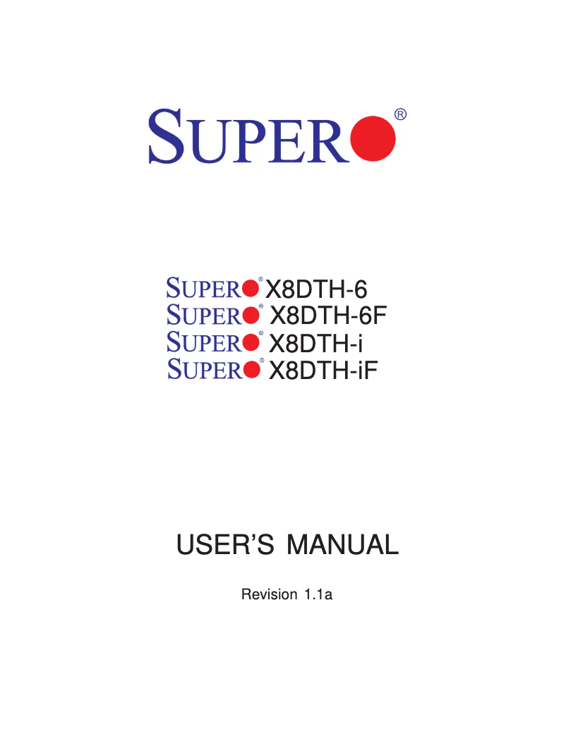 Page 1 of the manual User Manual Supermicro X8DTH-6-O