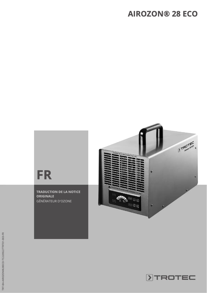 Page 1 of the manual User Manual Trotec Airozon 28 ECO