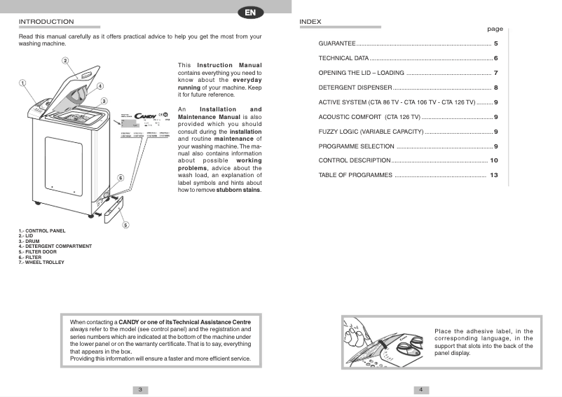 Page 1 of the manual User Manual Candy LB CTL 84 TV