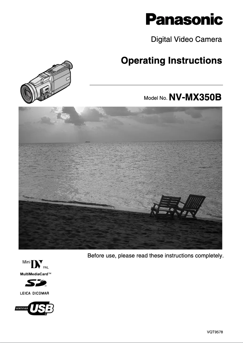 First page image of the manual for NV-MX350B