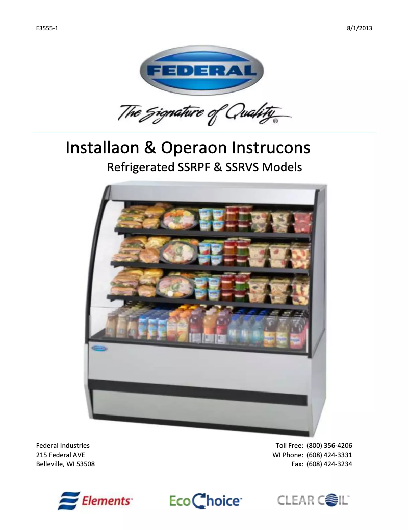 Page 1 of the manual User Manual Federal SSRVS-3642