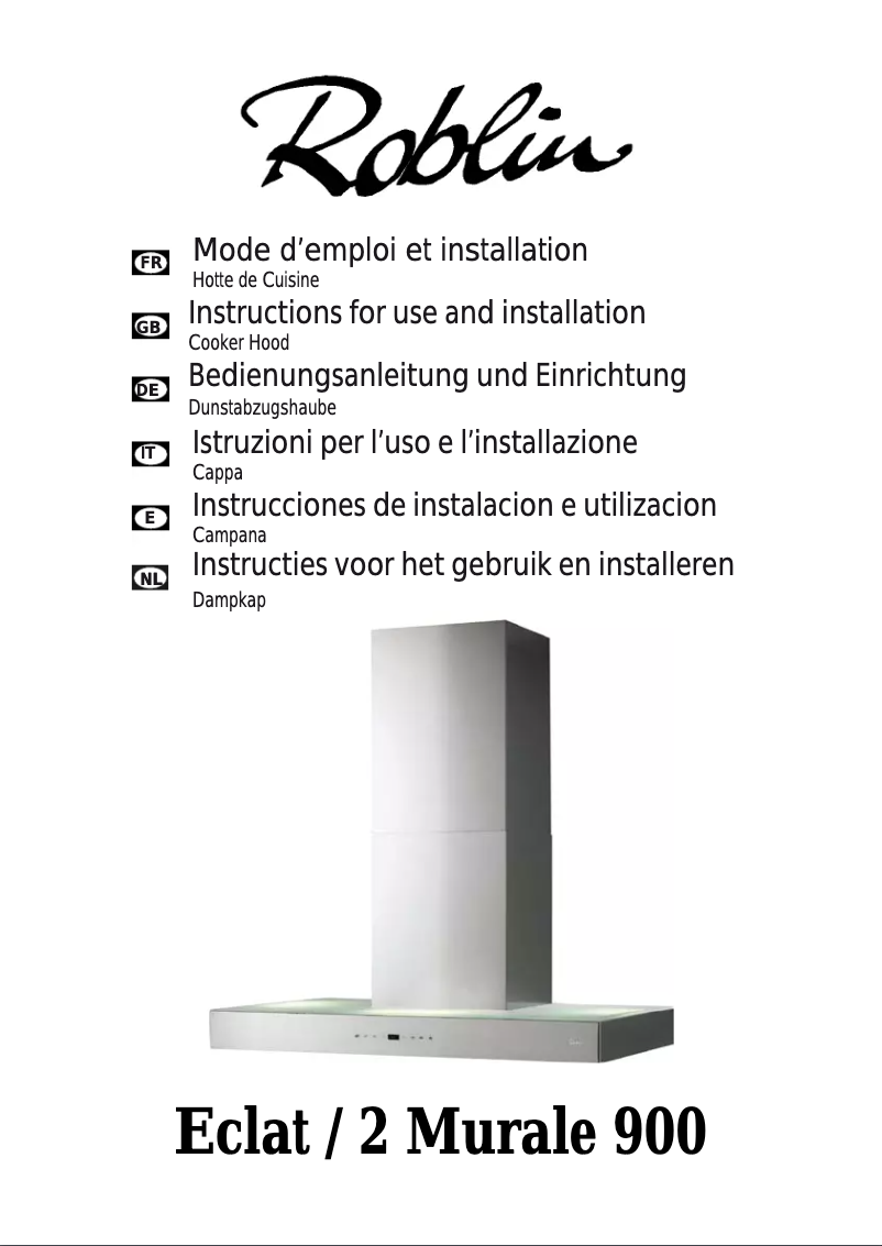 First page image of the manual for Eclat /2 900 Murale