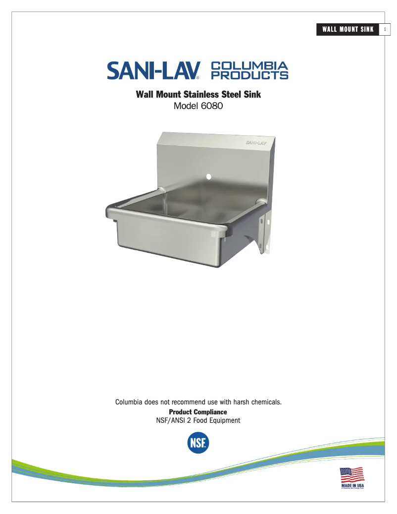 Page 1 de la notice Manuel utilisateur Sani-Lav 6080