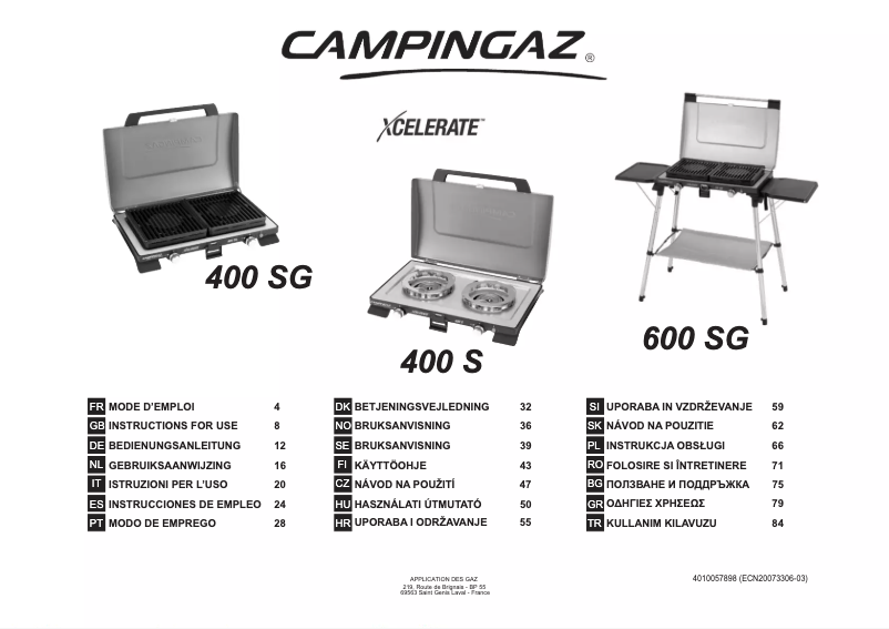 Page 1 of the manual User Manual Campingaz 400 S