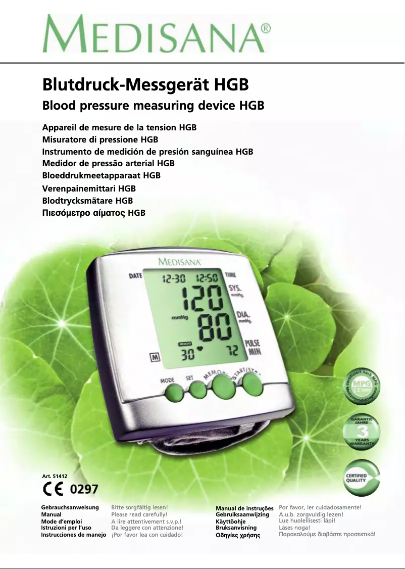 Page 1 of the manual User Manual Medisana HGB