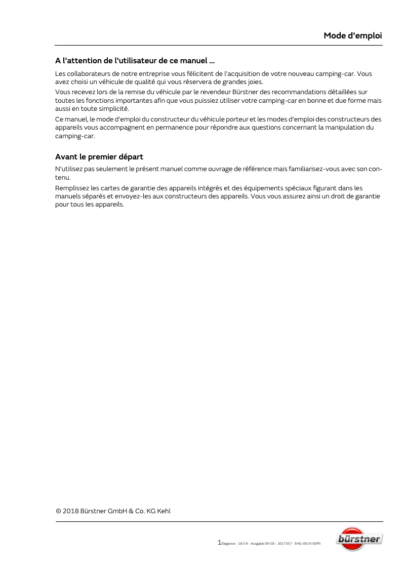 First page image of the manual for Elegance (2019)