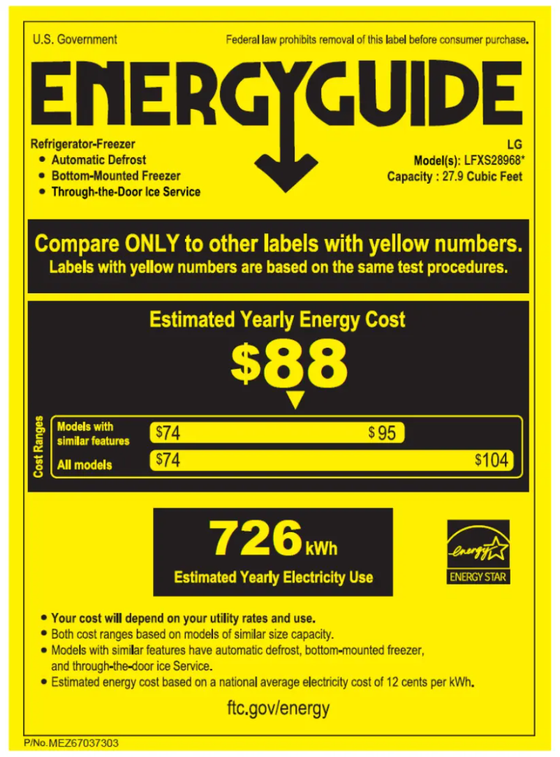 Page 1 of the manual Energy Label LG LFXS28968S