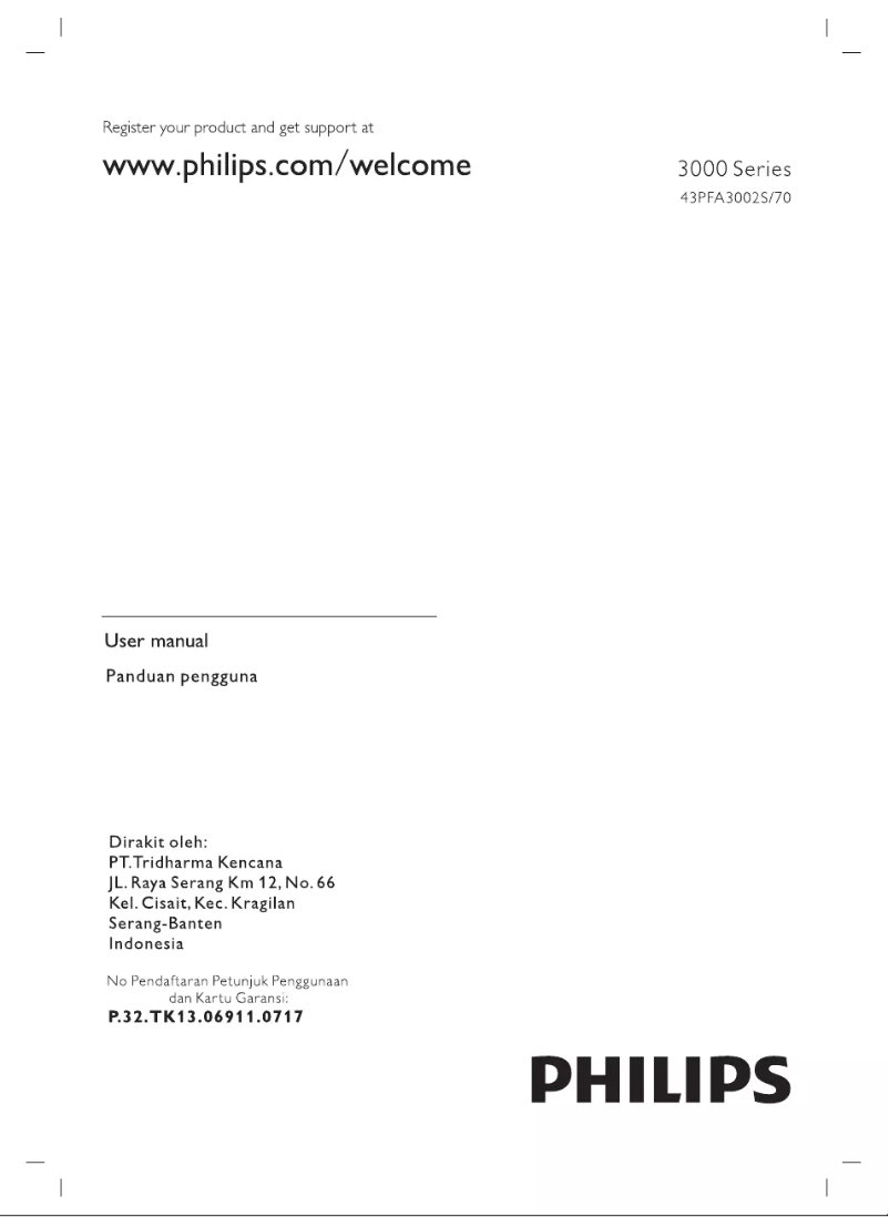 First page image of the manual for 43PFA3002S