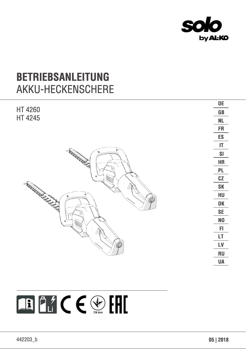 Image de la première page du manuel de l'appareil Solo Power Flex HT 4260