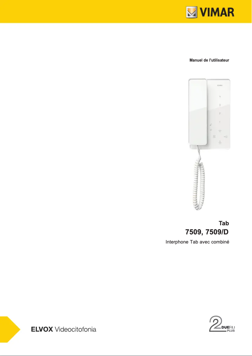 Page 1 of the manual User Manual Vimar ELVOX 7509