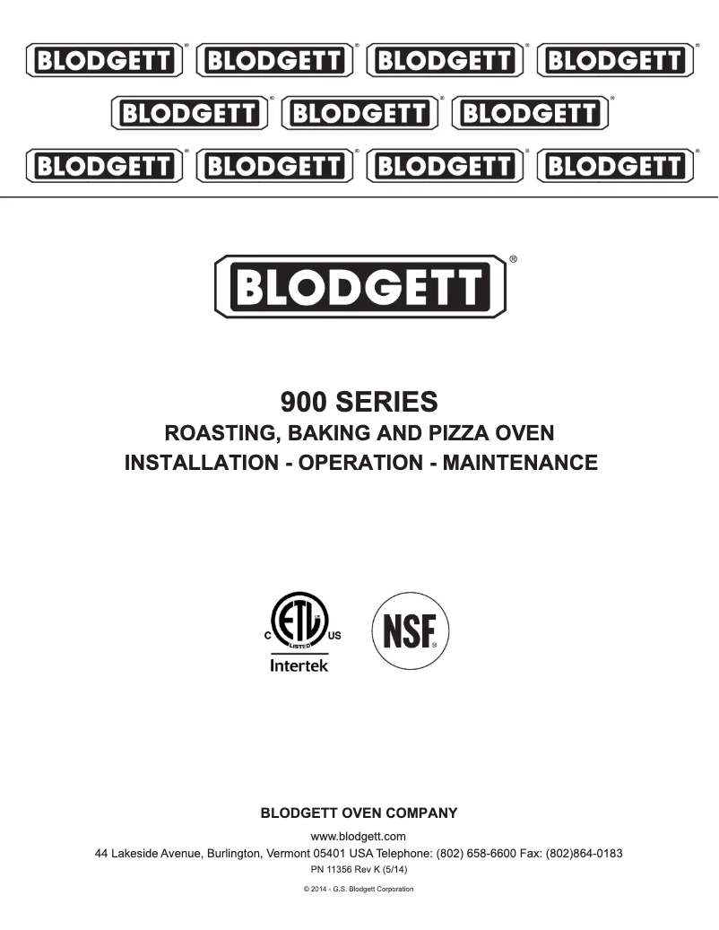 Page 1 of the manual User Manual Blodgett 911