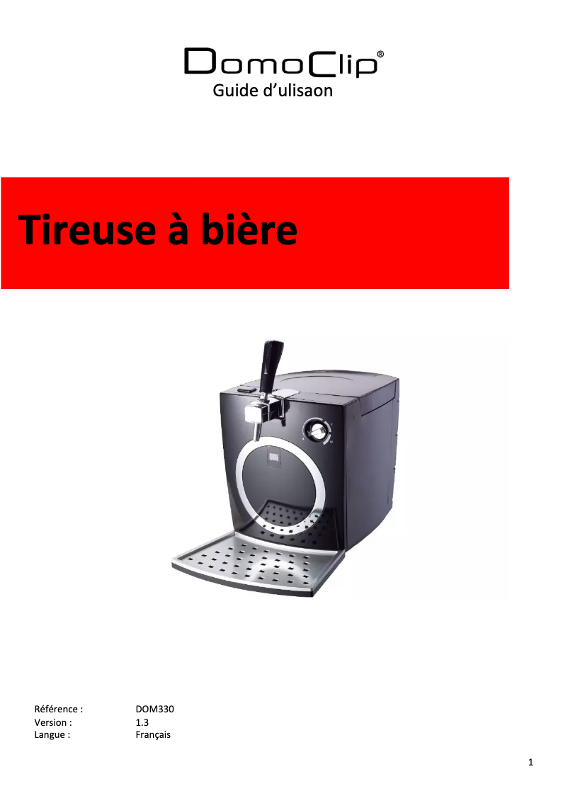 First page image of the manual for DOM330