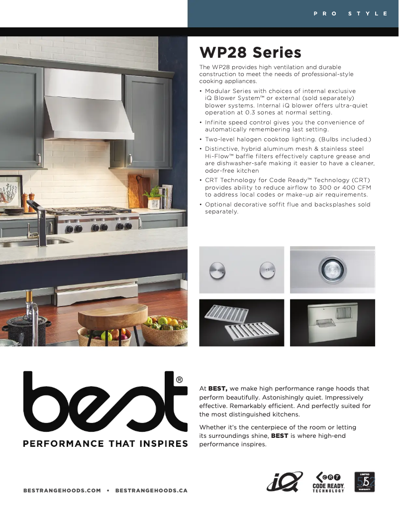 Page 1 of the manual Technical Sheet Best Classico WP28M54SB