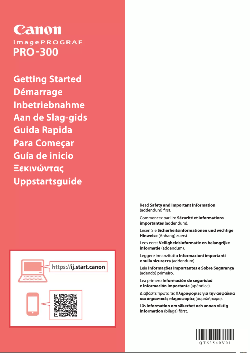 Page 1 of the manual User Manual Canon imagePROGRAF PRO-300