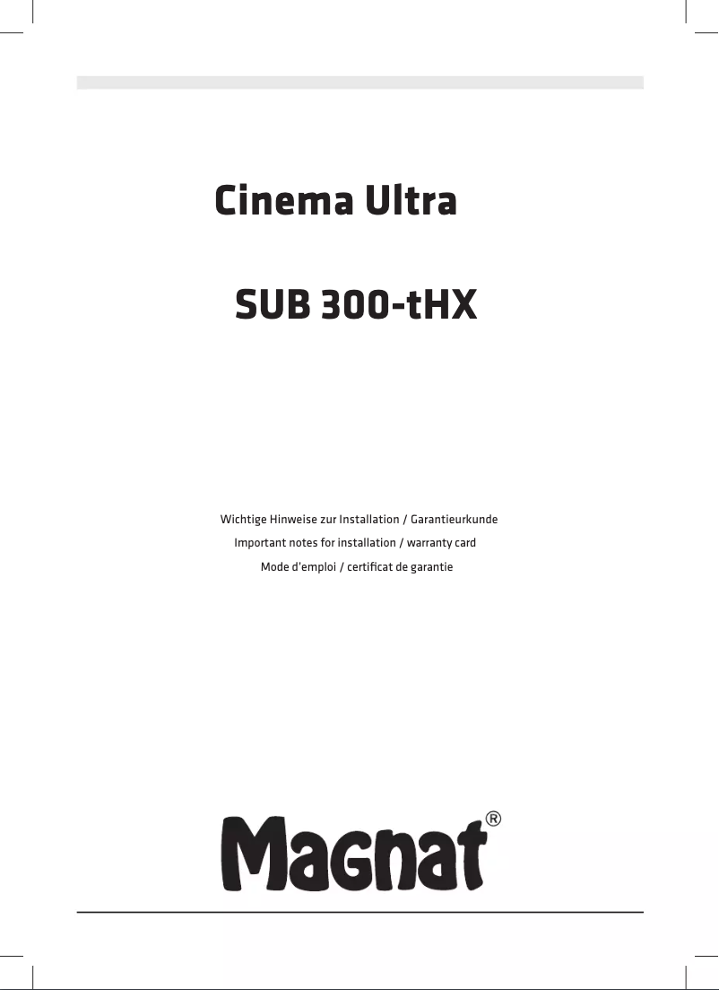 Page 1 of the manual Instruction Manual Magnat Cinema Ultra SUB 300-THX