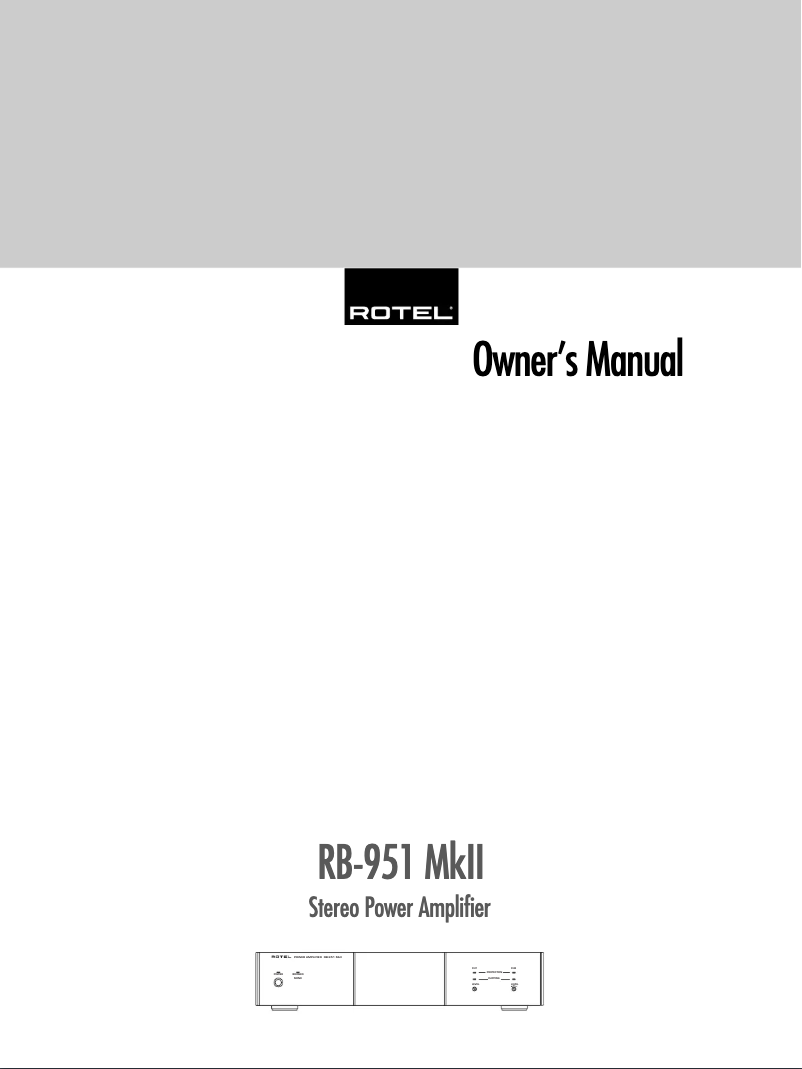 Page 1 of the manual User Manual Rotel RB-951 MKII