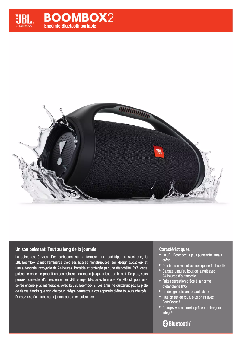 Page 1 of the manual Technical Sheet JBL Boombox 2