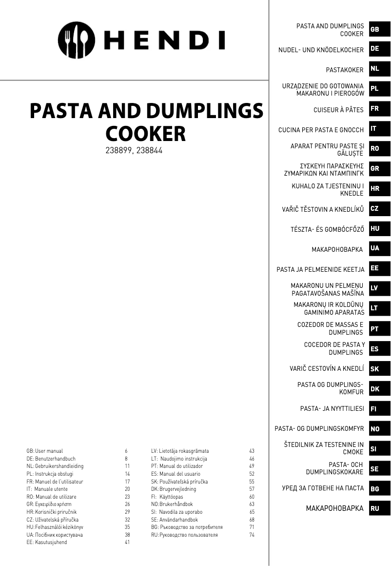 Page 1 of the manual User Manual Hendi 238899