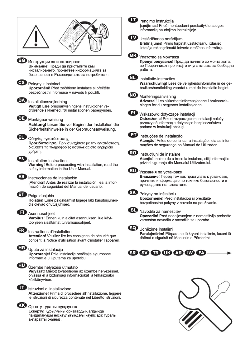 Page 1 of the manual Installation Guide Electrolux EW6F328SP
