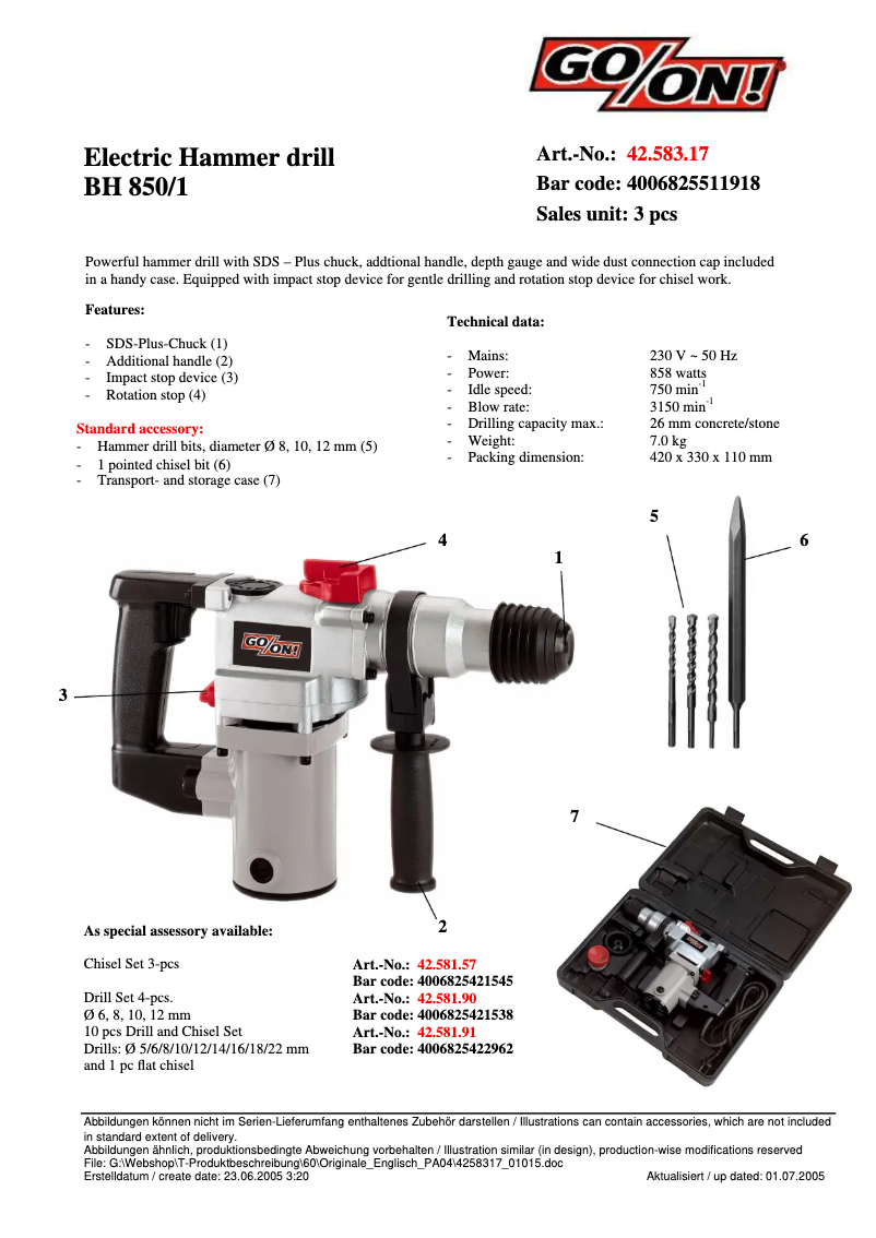 First page image of the manual for BH 850/1