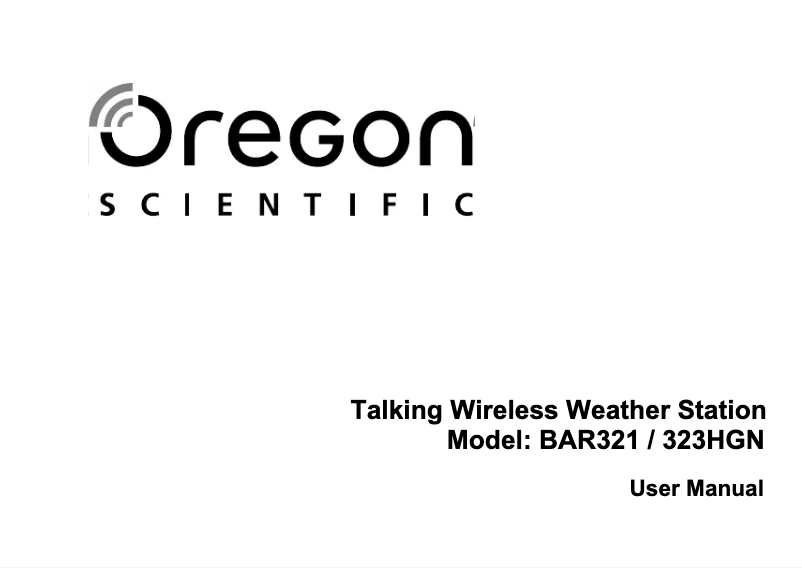 First page image of the manual for BAR 321