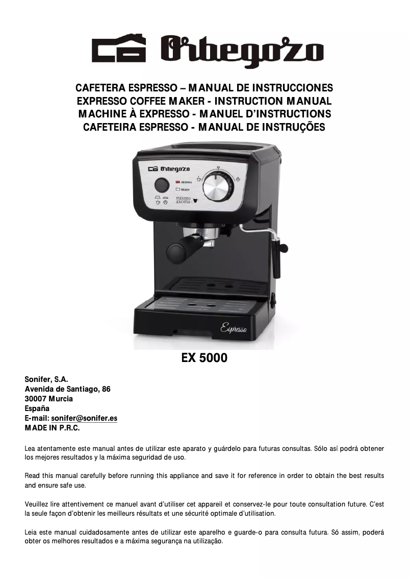 First page image of the manual for EX 5000