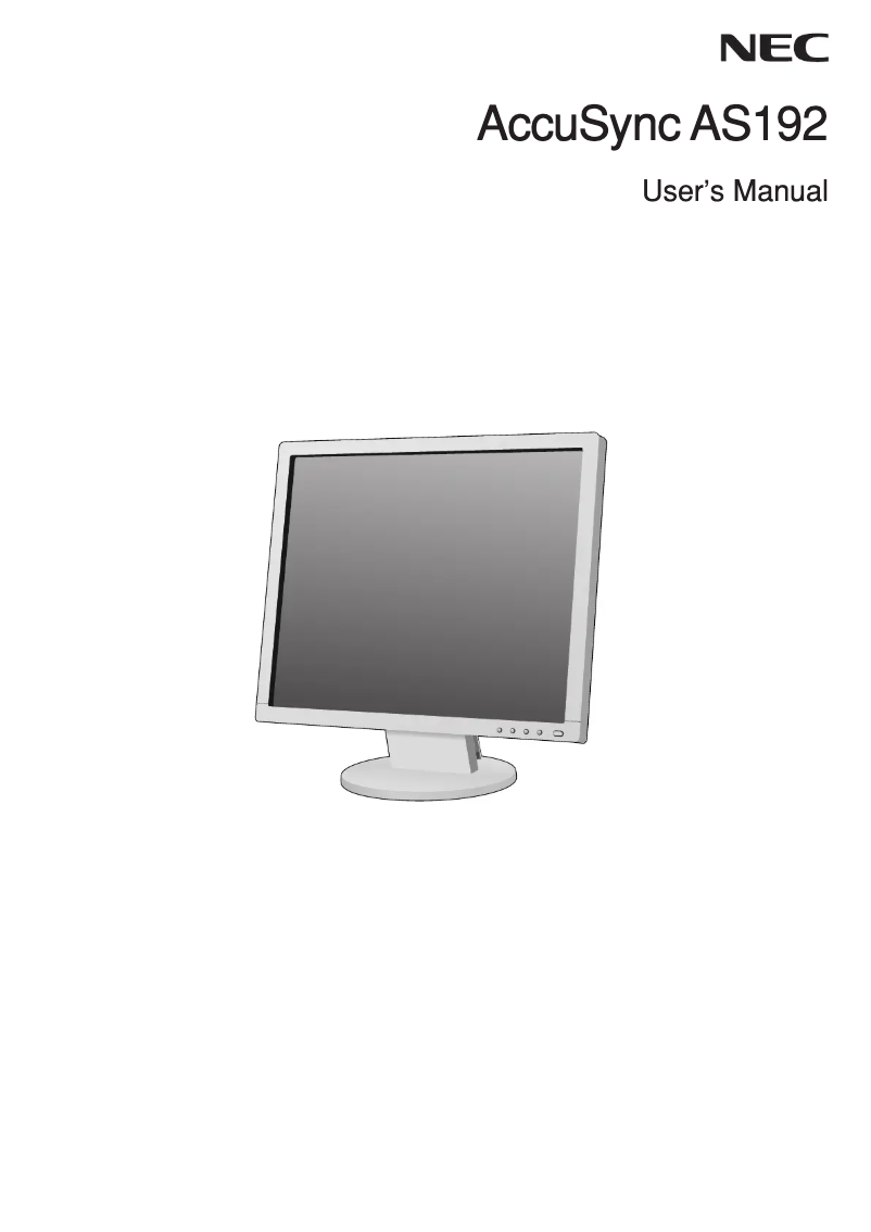 First page image of the manual for AccuSync AS192