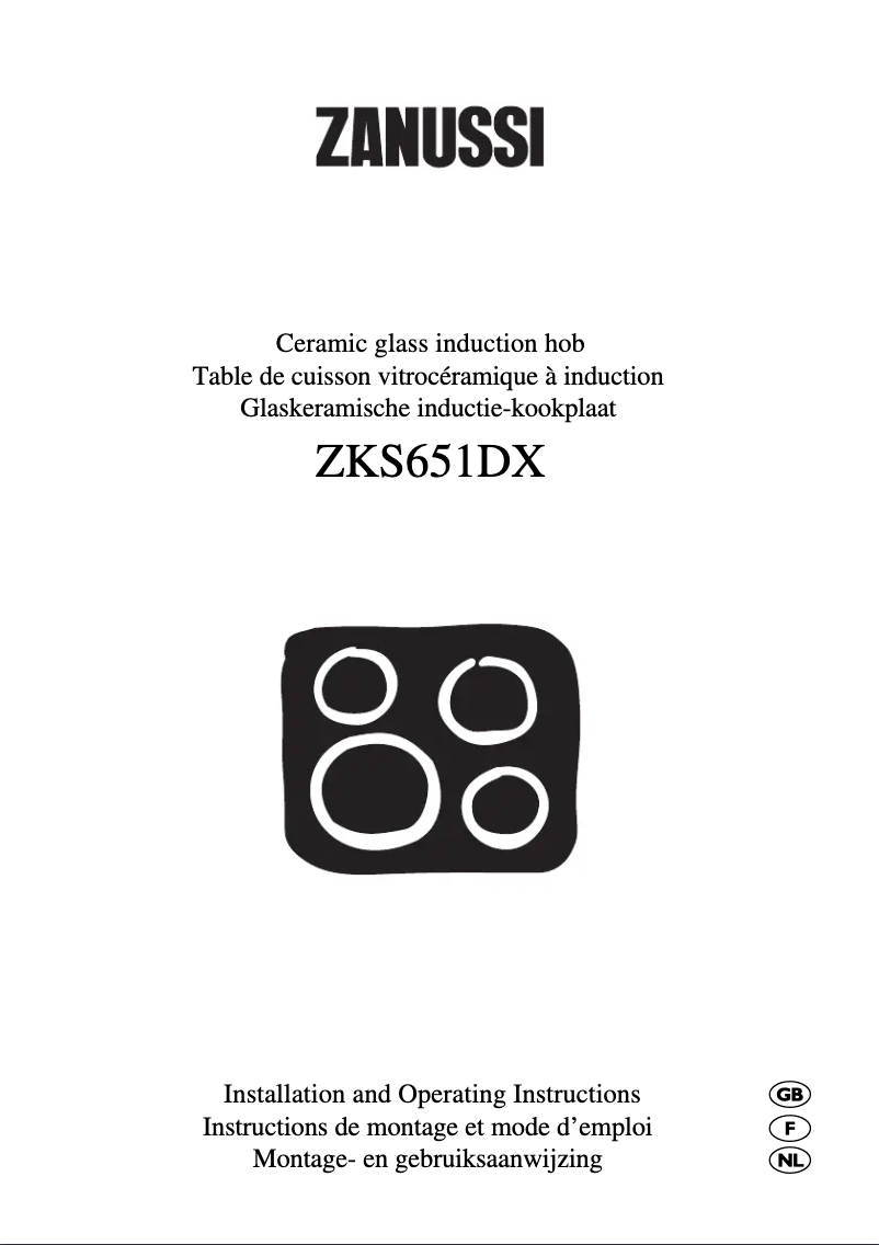 Page 1 of the manual User Manual Zanussi ZKS 651 DX