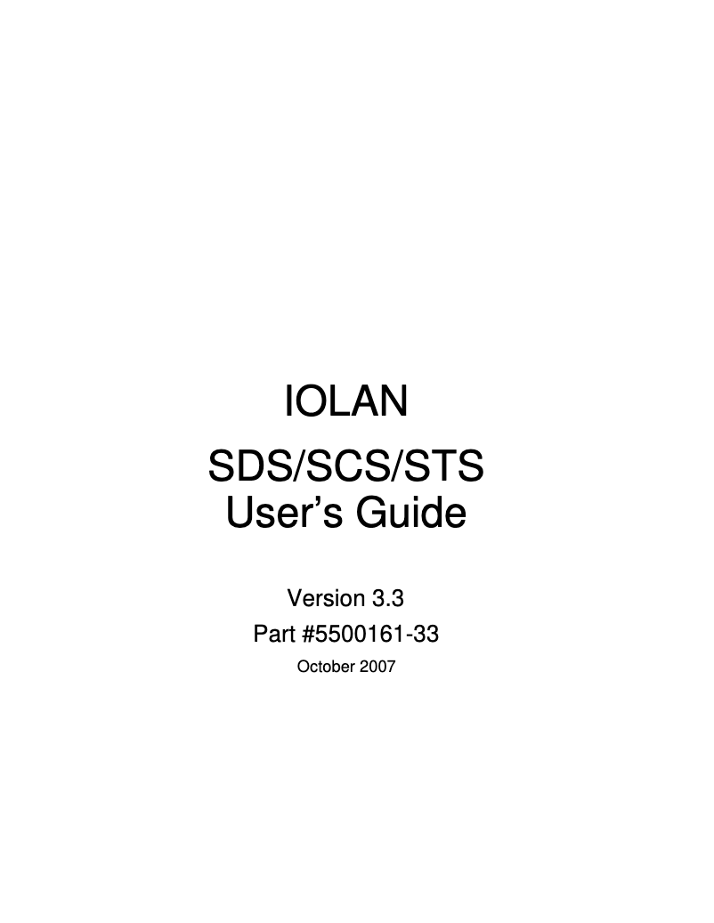 Page 1 of the manual User Manual Perle IOLAN SCS16