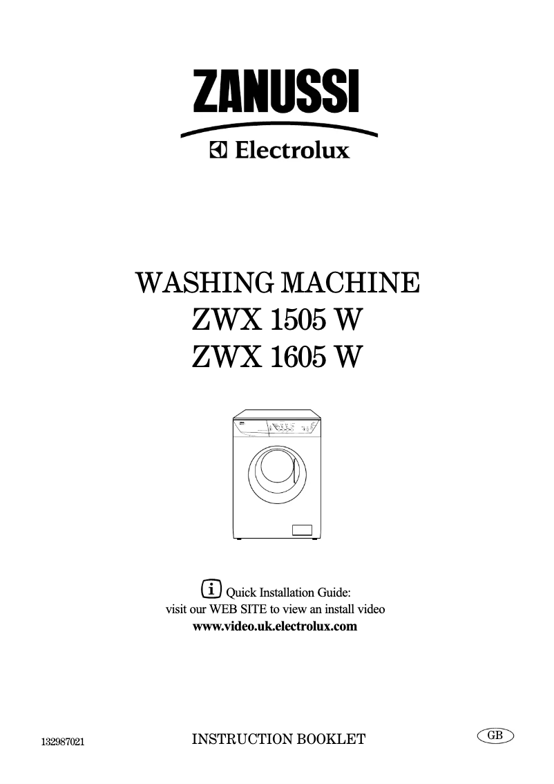 First page image of the manual for ZWX 1605 W