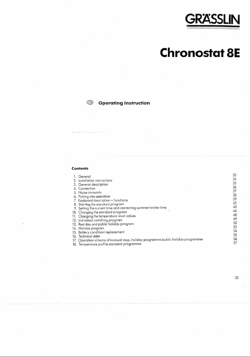First page image of the manual for Chronostat 8E