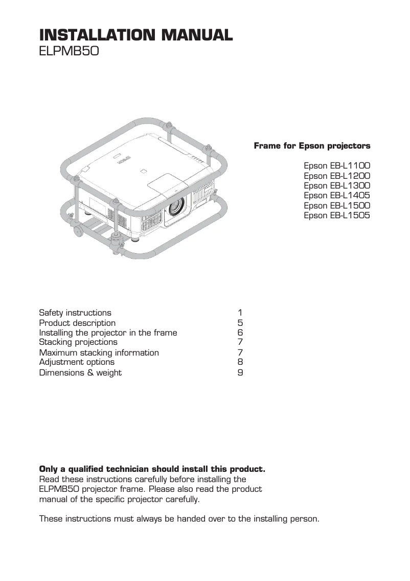Image de la première page du manuel de l'appareil ELPMB50