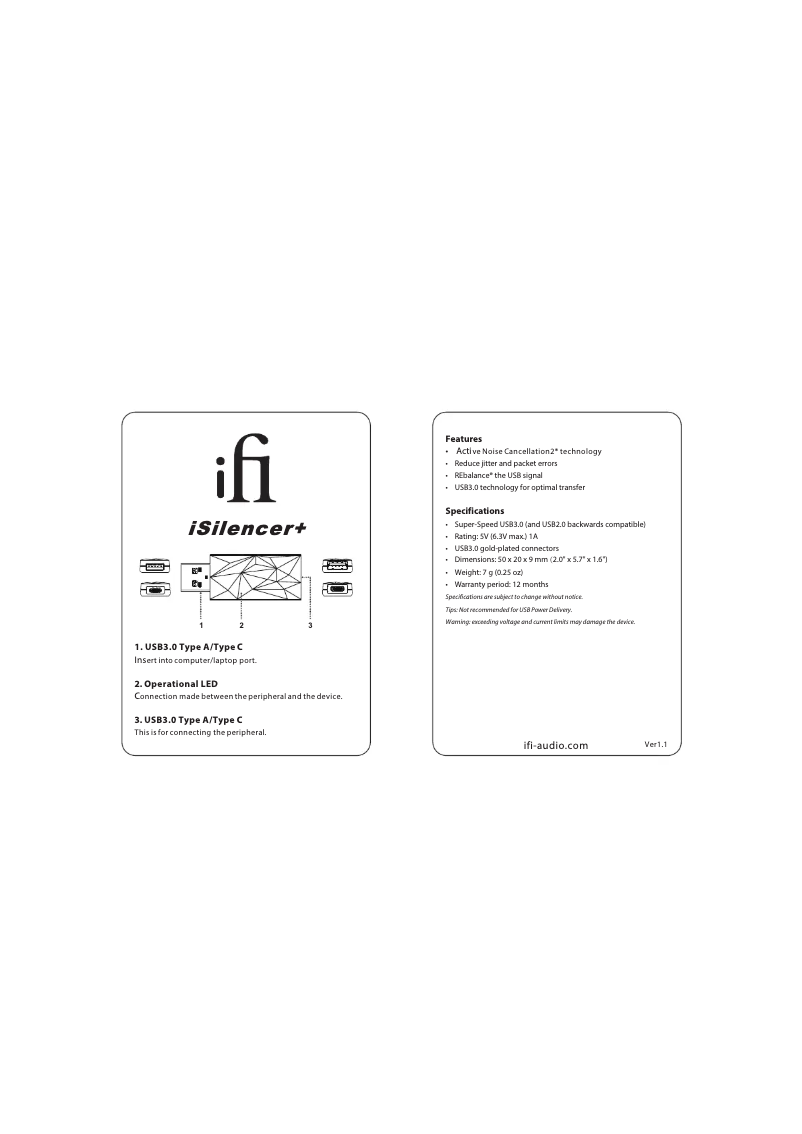 First page image of the manual for iSilencer+