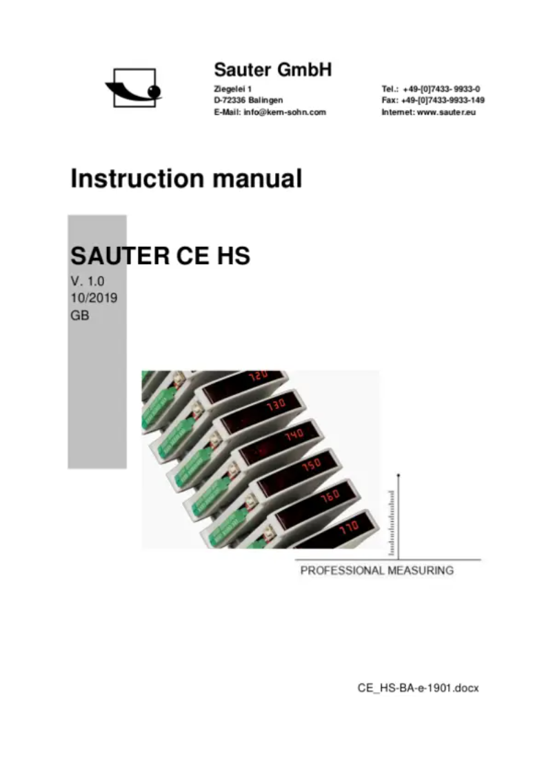 First page image of the manual for CE HSAIO