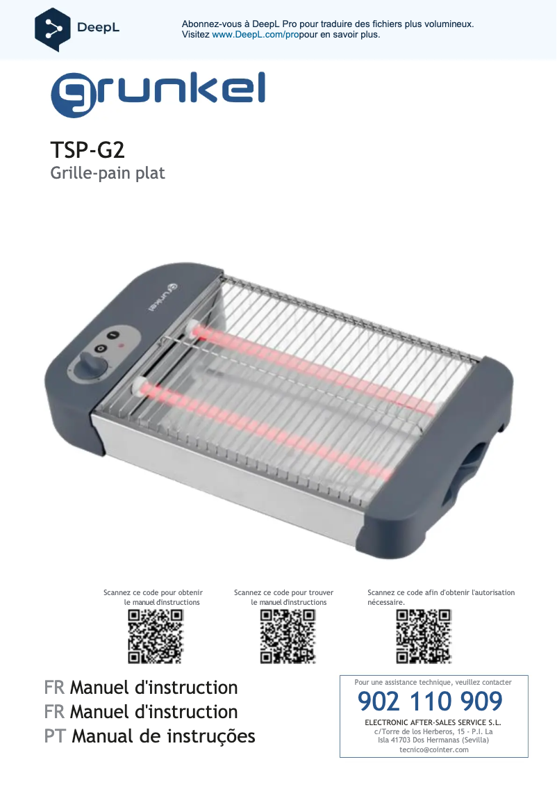 First page image of the manual for TSP-G2