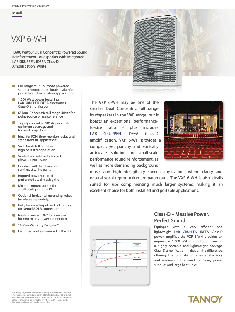 Page 1 of the manual Technical Sheet Tannoy VXP 6