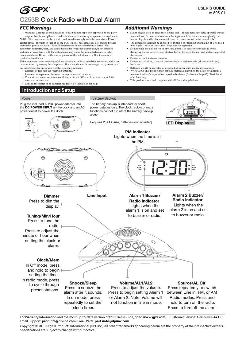 First page image of the manual for C253B