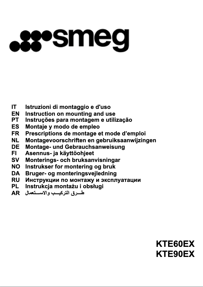 Page 1 of the manual Brochure Smeg KTE90EX